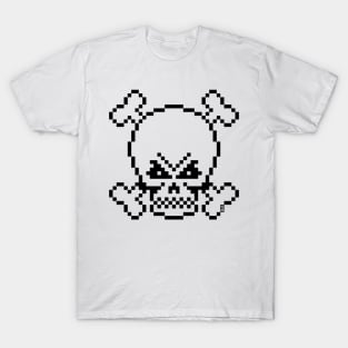 Skull And Crossbones (Pixel Art / Jolly Roger / Outline) T-Shirt